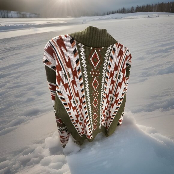 VTG CLIFTON PLACE knit sweater made in USA depop grandma Native aztec indian S/M - Picture 2 of 3